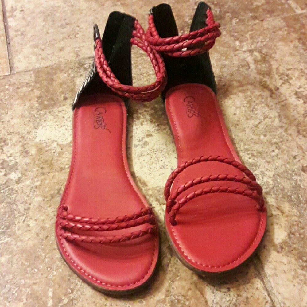 Carlos red sandals with zebra print