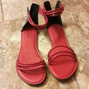 Carlos red sandals with zebra print