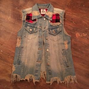 UNIF denim/ flannel vest