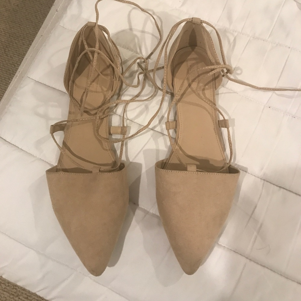 Forever 21 lace up style nude flats