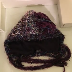 hand made knitted winter hat with fleece lining