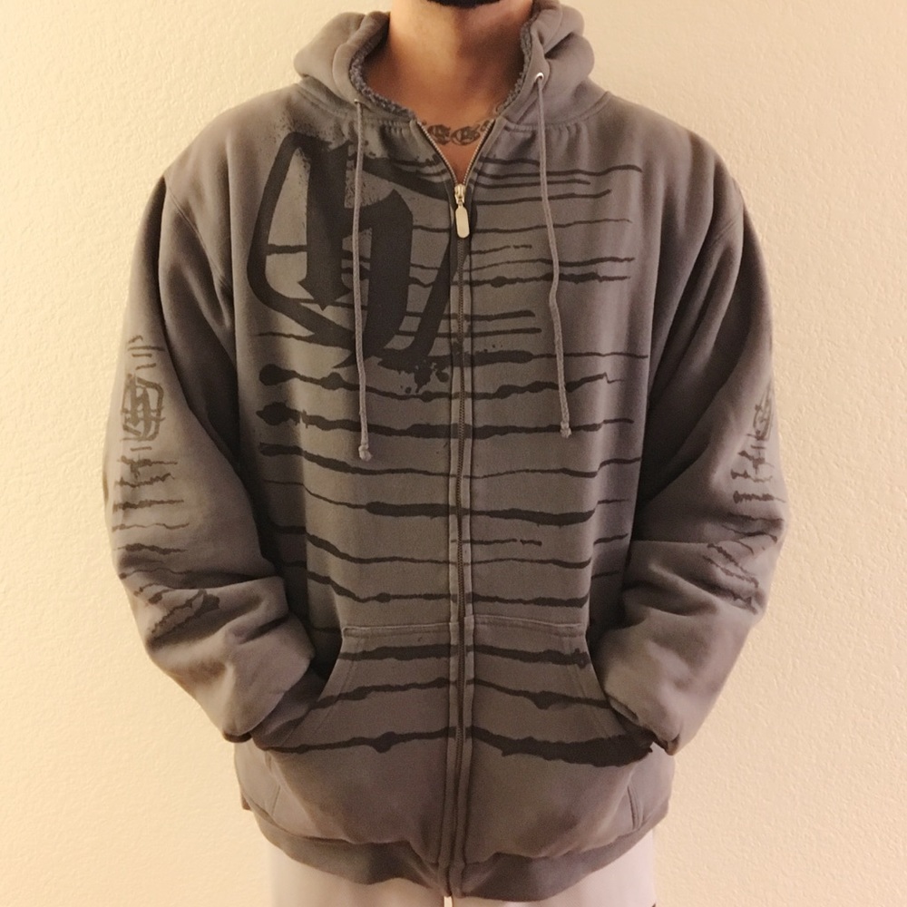 Hostility Zip Up Dark Grey Hoodie Sweater XXL