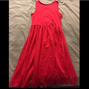 Hot pink jersey open back midi dress