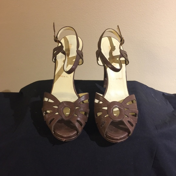 Brunomagli Brown Flower Pattern Heels - Picture 2 of 7