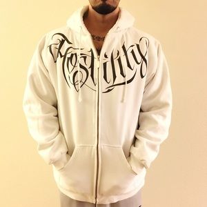 Hostility White & Black Zip Up Hoodie XXL