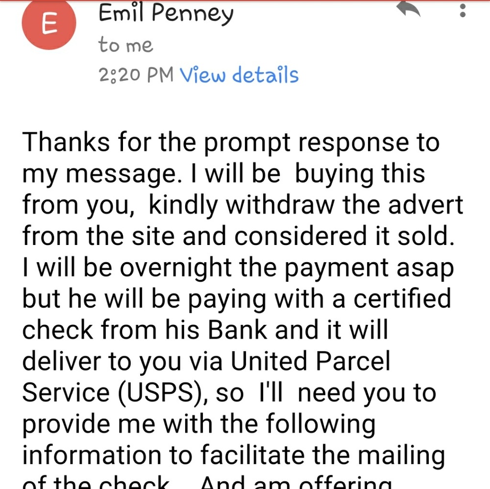 Please be careful of scams!!!!