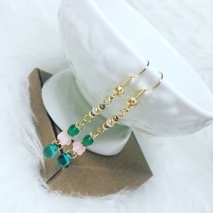 Handmade Czech Beads Pearl Flower Earrings