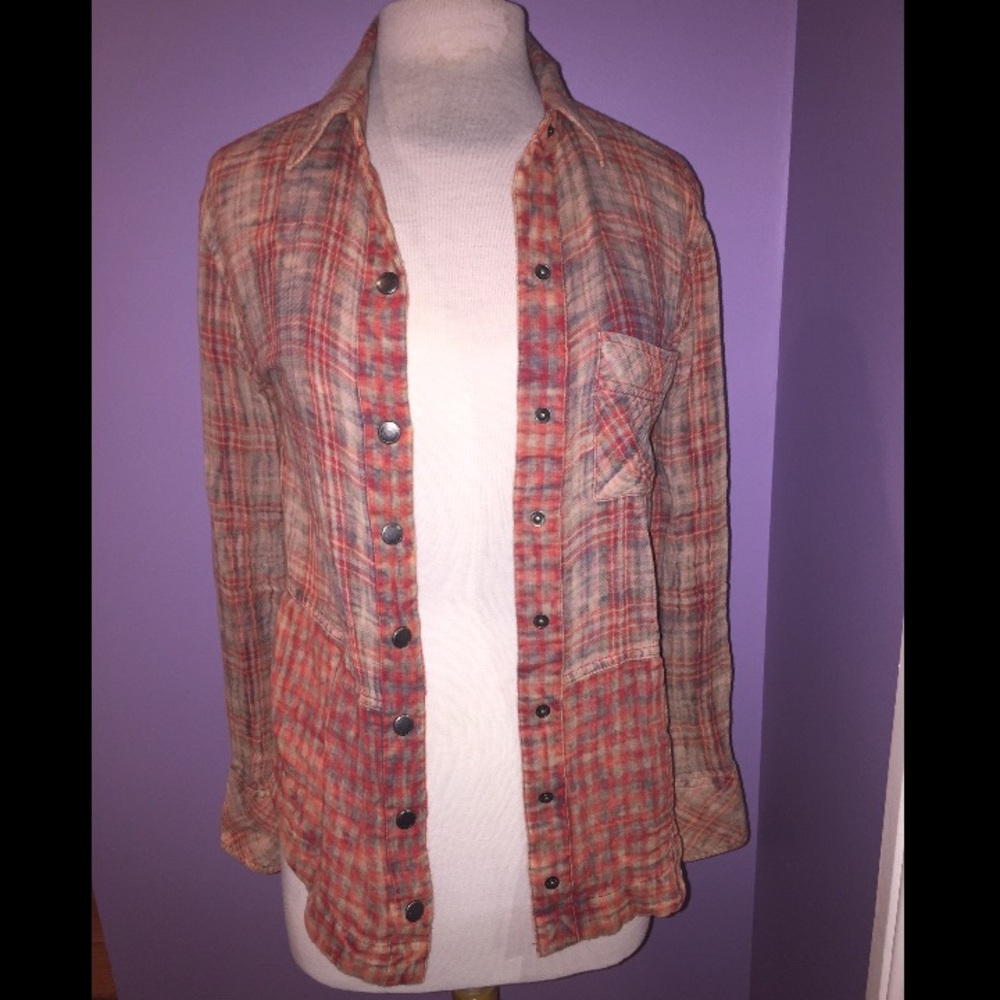 Free People burnout-wash flannel