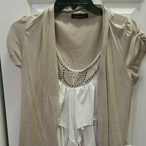Dressy top, tank sewn into cardigan