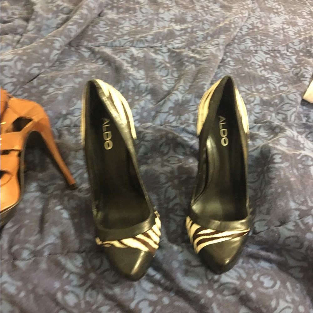 Zebra print aldo heels