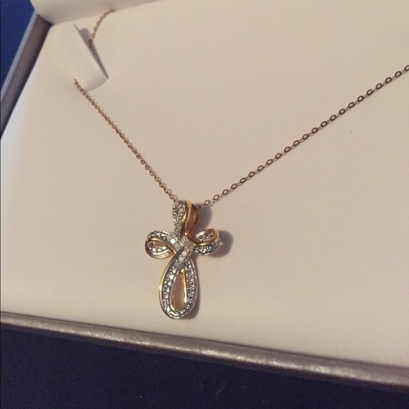 Silver Diamond Cross Pendant Necklace - Picture 2 of 2