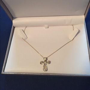 Silver Diamond Cross Pendant Necklace