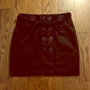 Anthropologie Braided Tie Double Button Mini Skirt