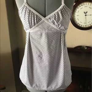 Lululemon 8 Polka Dot V Neck White Black Tank Top