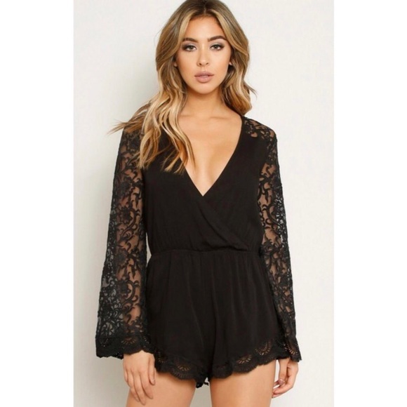 Long sleeve black romper - Picture 1 of 3