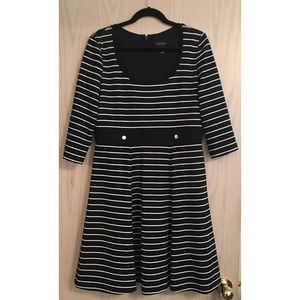 Black and White Stripe Fit and Flare Dress