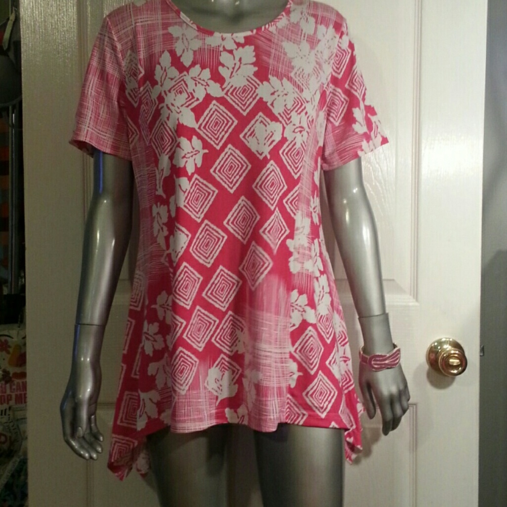Women's top pink and white (S)