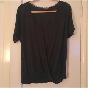 Black Faux Wrap Tshirt