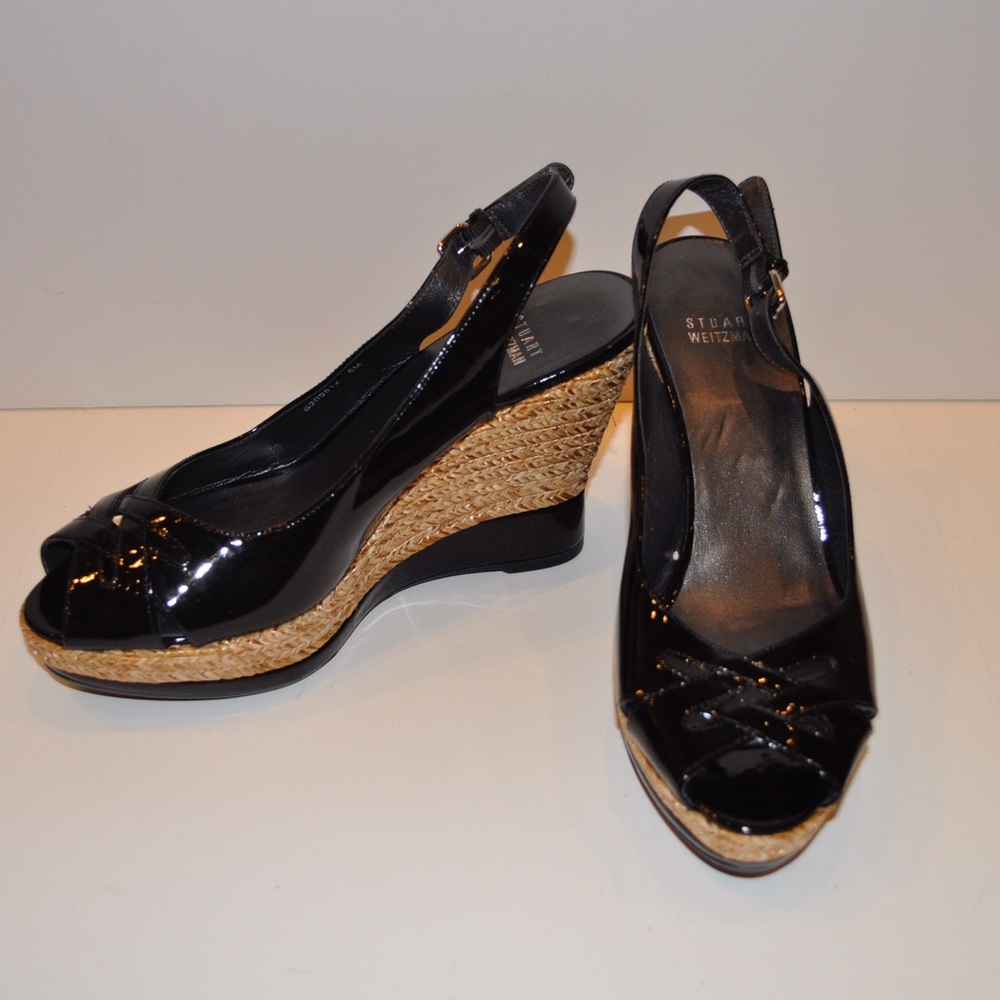 Stuart Weitzman  Glossy Patent Leather Wedges
