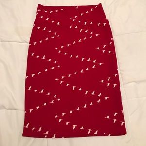 XS Lularoe red bird Cassie skirt NWOT