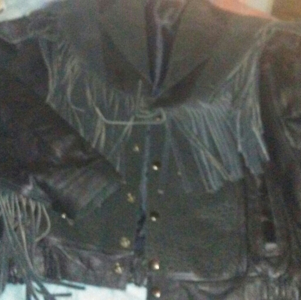 Genuine leather fringe coat