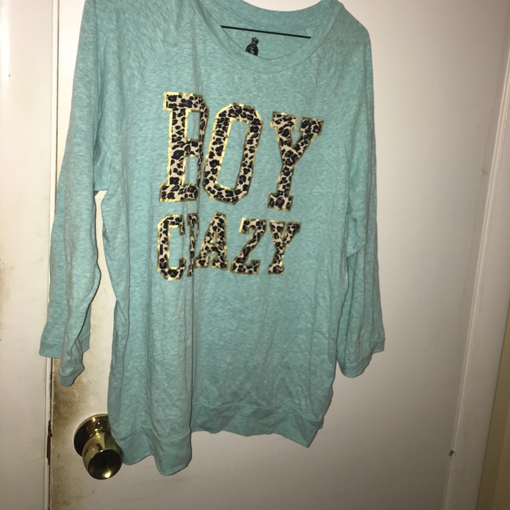 Long Sleeved Boy Crazy Plus Size Shirt
