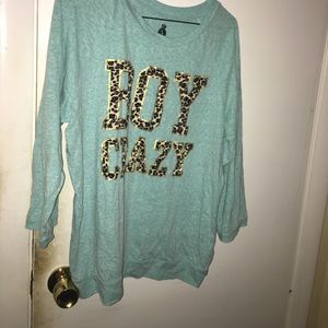 Long Sleeved Boy Crazy Plus Size Shirt