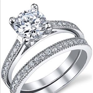 1.25 Carat Cubic Zirconia Sterling Silver ring set