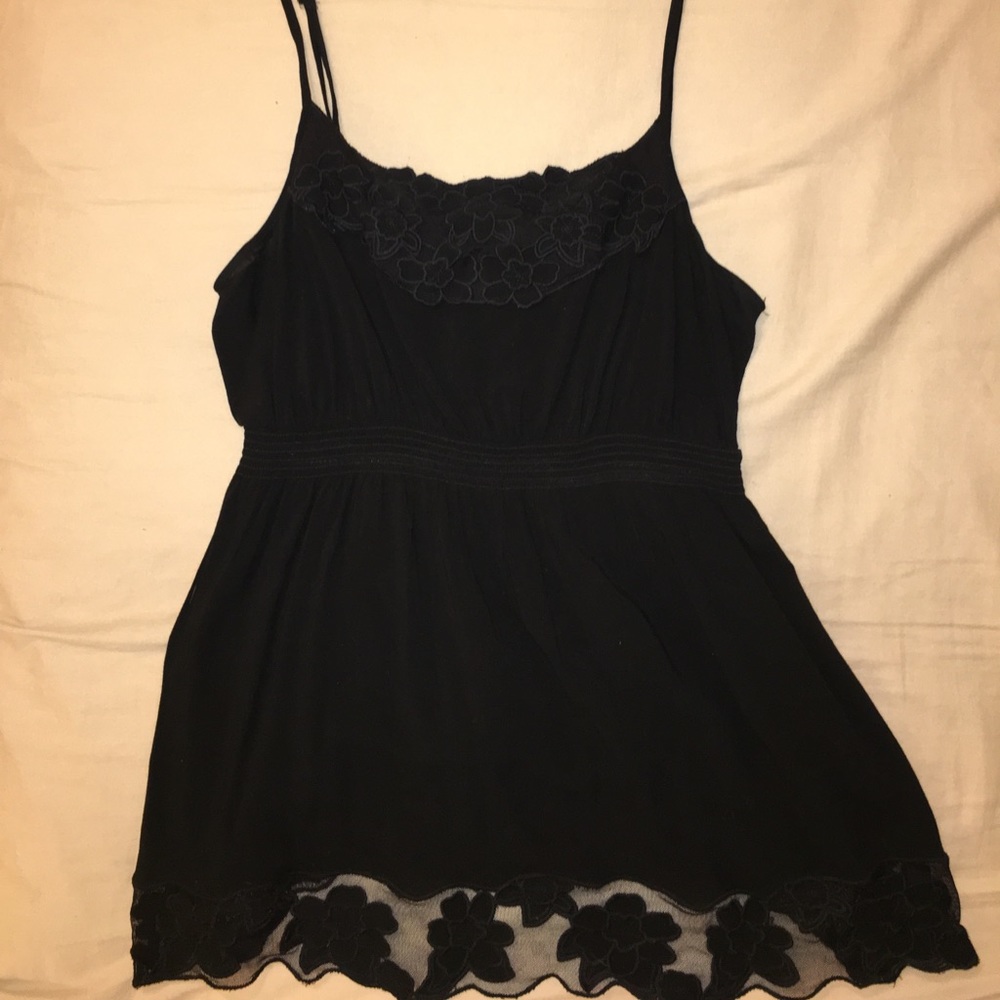 Black Floral Detail Tank