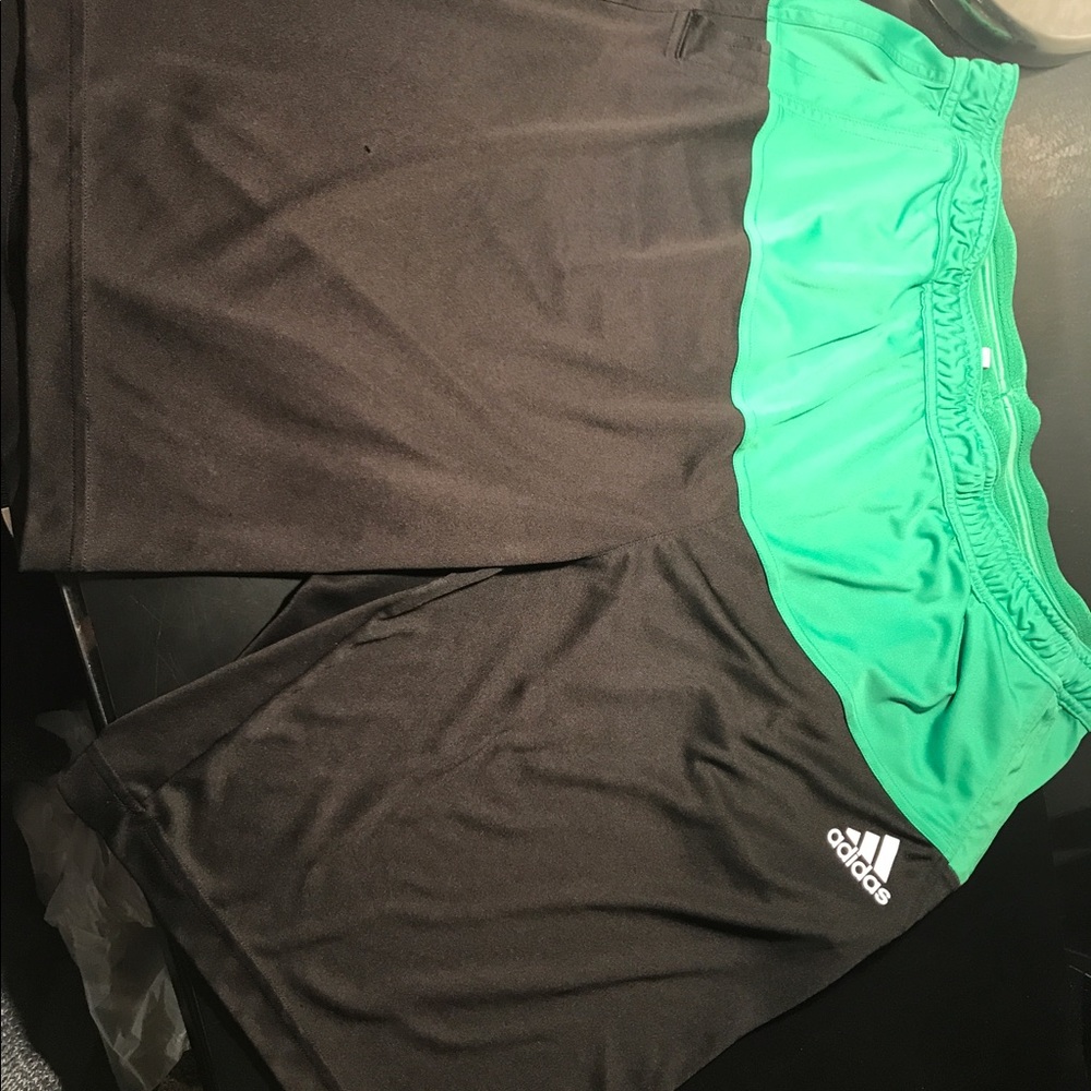 Adidas green and black climalite shorts!