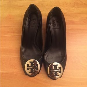 Tory Burch black wedge shoes