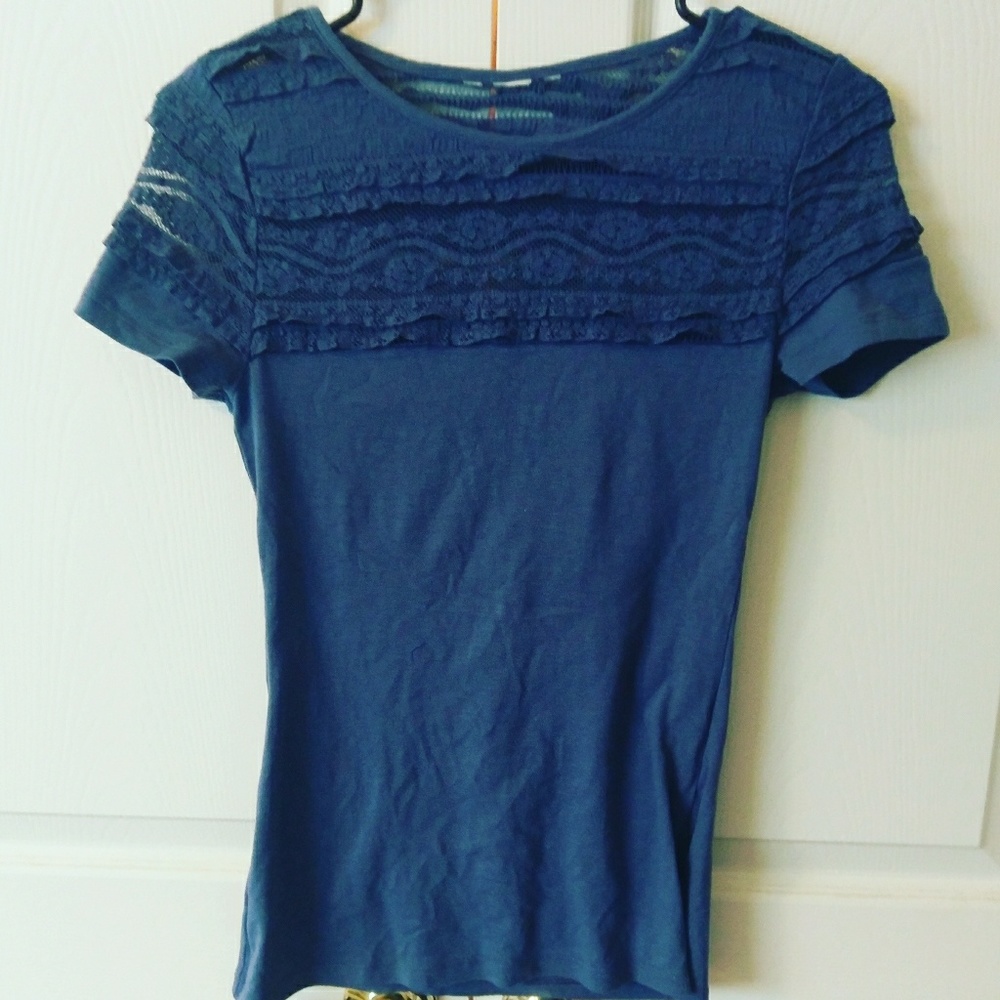 Blue cotton summer Lace top