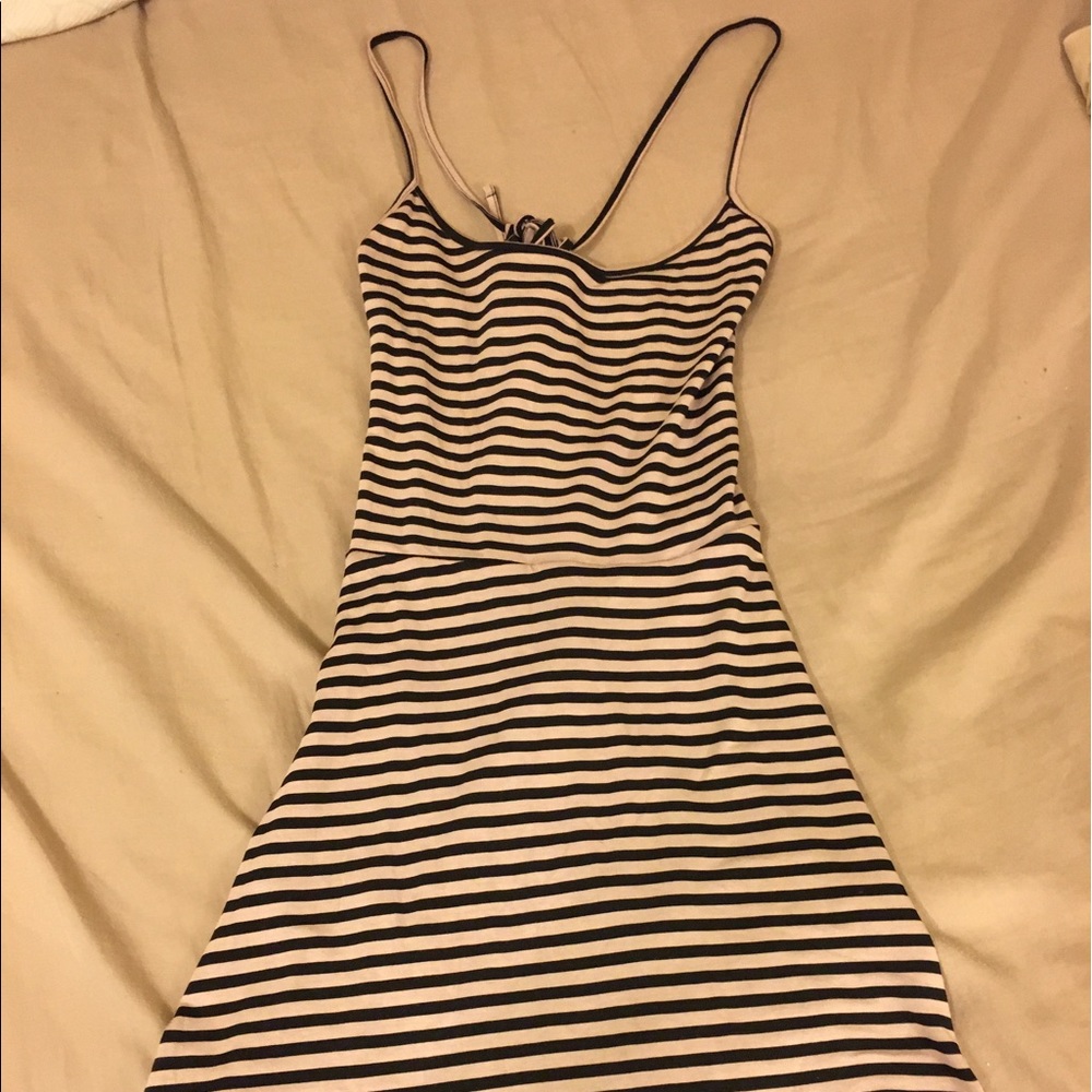 Tan & Black Striped Strappy Dress