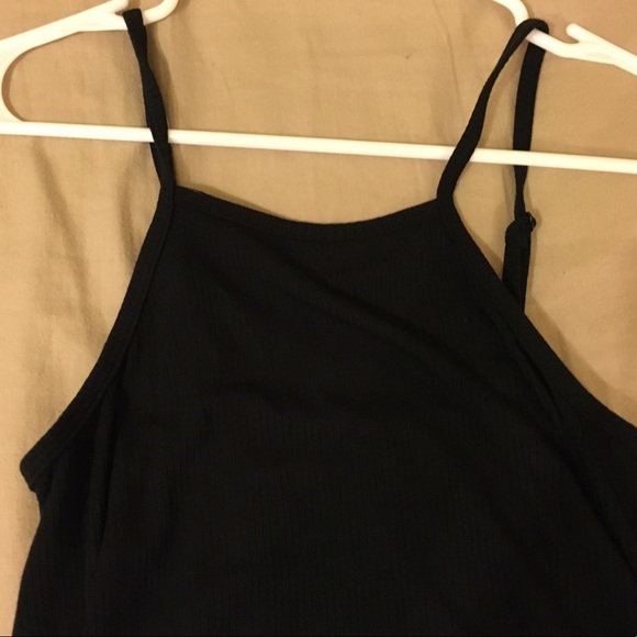 Basic Ribbed Black Halter Dress - Picture 2 of 2