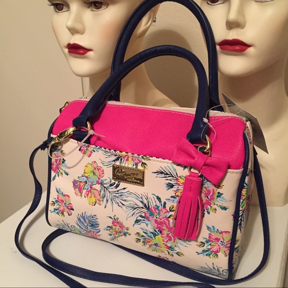 NEW BETSEY JOHNSON Floral Mini Barrel Satchel Bag - Picture 2 of 8