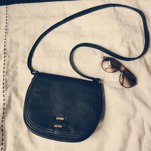 Black Faux Leather Express Crossbody Purse