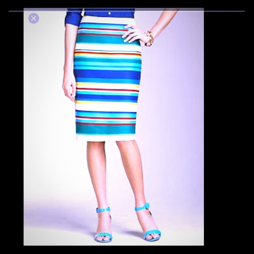 TALBOTS Muti-Colored Striped Pencil Skirt [SK-18]