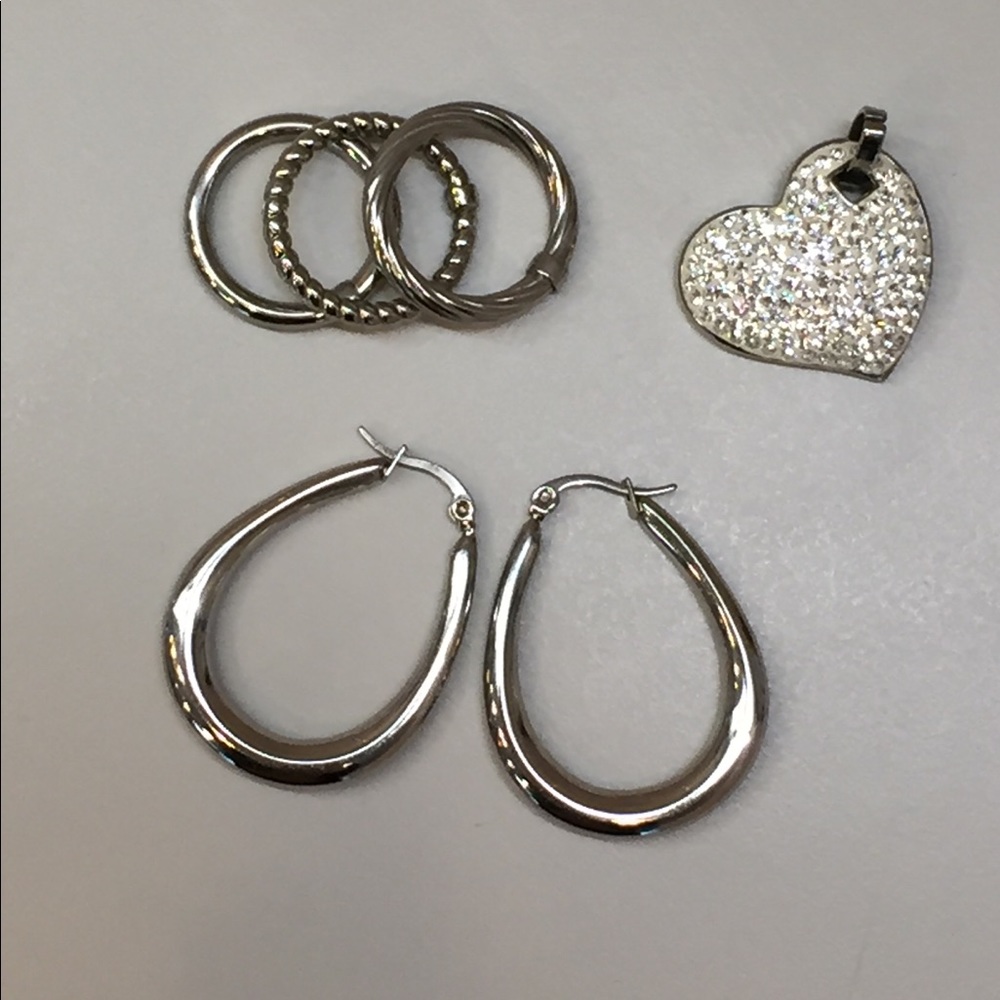 Stately Steel ring, necklace, pendant