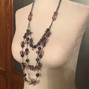 Blue Long Beaded Necklace