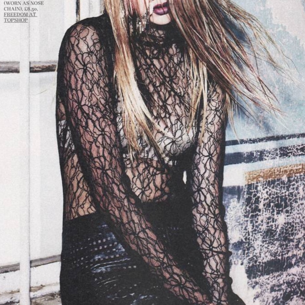 Sheer floral embroidery lace top