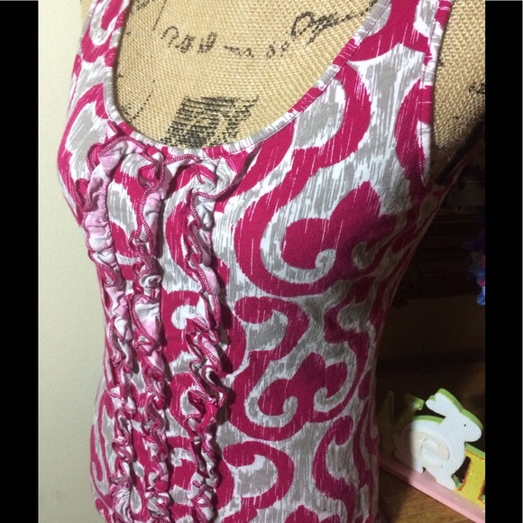 Ann Taylor Pink with Grey/White Sleeveless Top - Picture 2 of 5