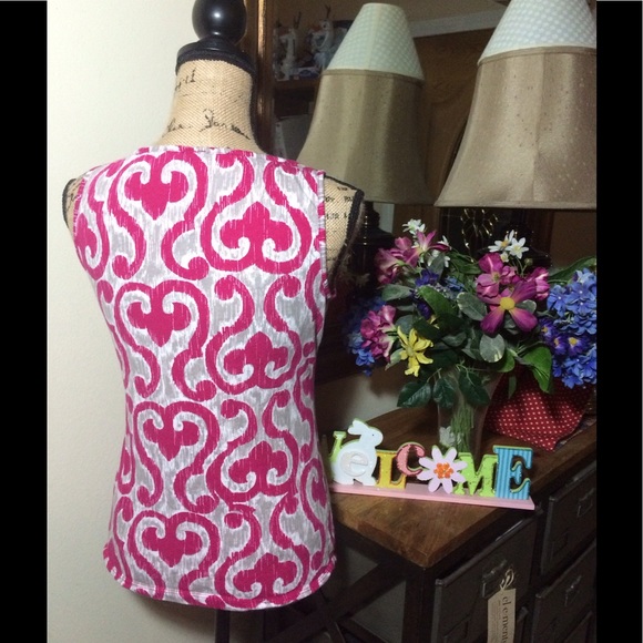 Ann Taylor Pink with Grey/White Sleeveless Top - Picture 3 of 5