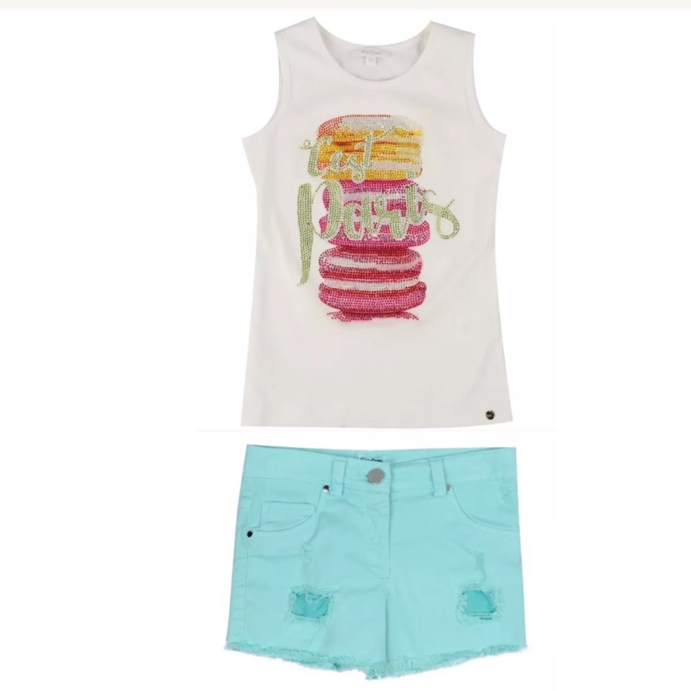 Miss grant diamanté macaron tank/shorts set