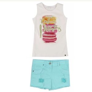 Miss grant diamanté macaron tank/shorts set