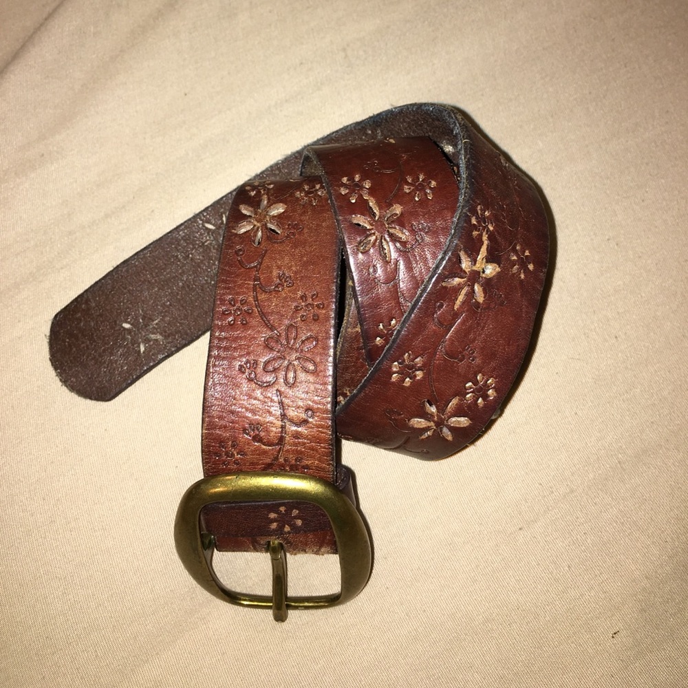 Brown Floral Pattern Belt