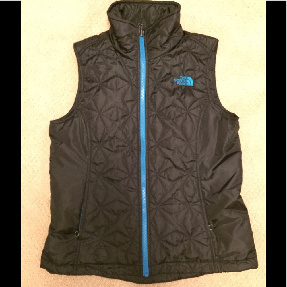 The North Face black & teal zip vest- size S, NWOT