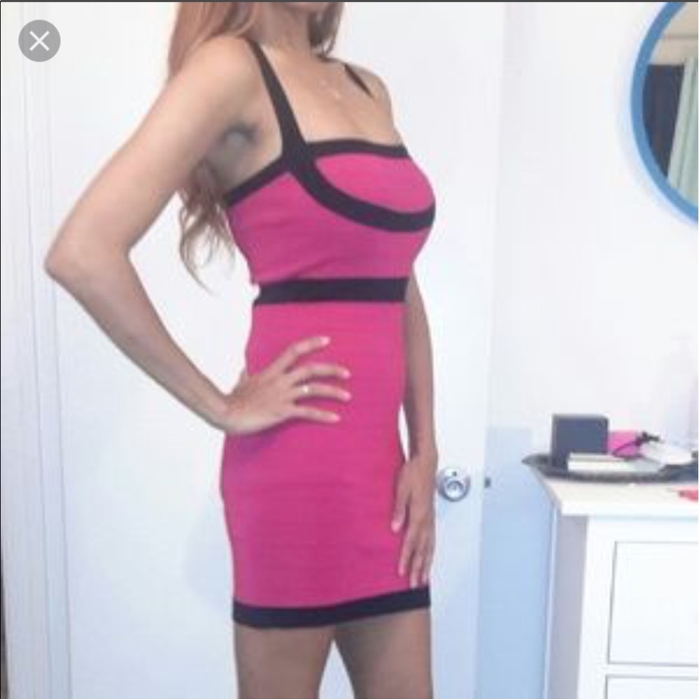 Bebe sexy color block bandage dress
