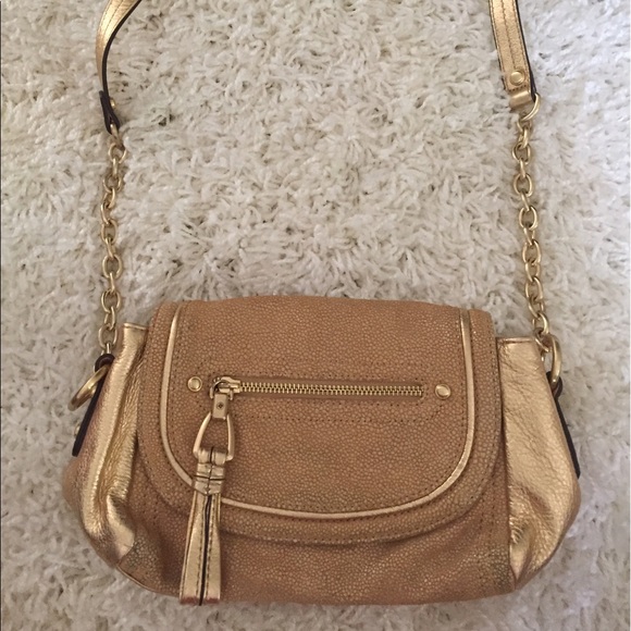 B Makowsky Gold Shoulder Bag - Picture 1 of 2
