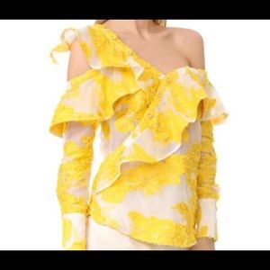 Self-portrait asymmetrical ruffle blouse, yellow