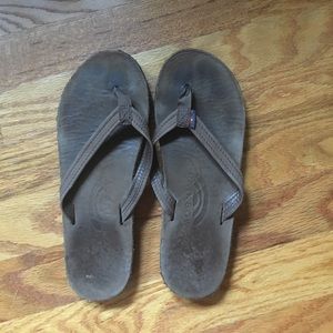 Rainbow dark brown flip flops